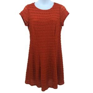 Sharagano Plus Size 18W Rust Short Sleeve Fit Flare Dress Holiday Cocktail Party